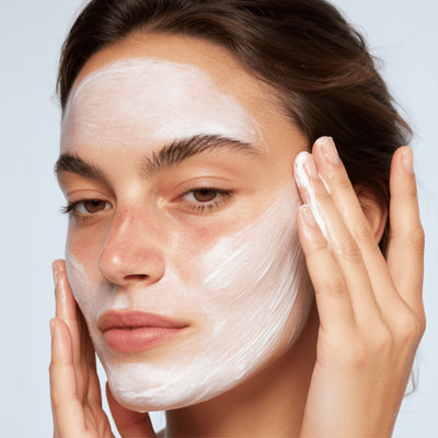 2. Apply at least 5–6 pumps of the peel to your face, neck, and décolleté and gently massage in circular motions.