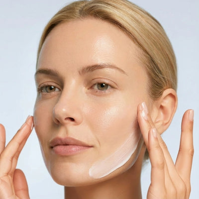 3. Apply fluid from the neck up to the temples.
