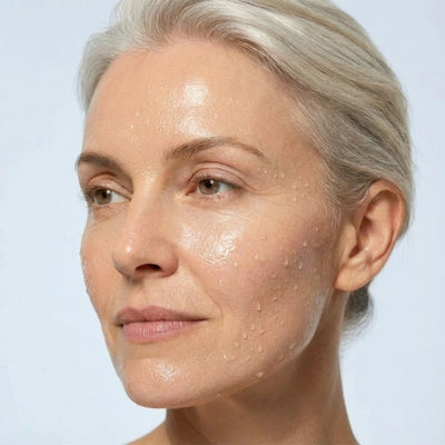 1. Moisten face, neck, and décolleté